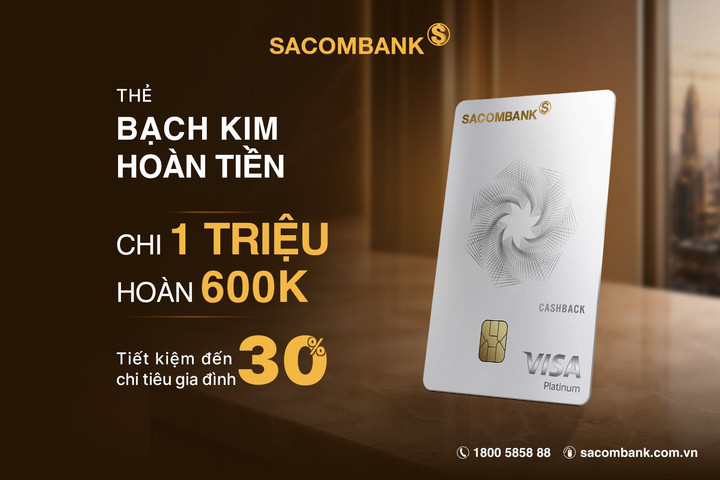 Sở hữu thẻ tín dụng SACOMBANK, tận hưởng ưu đãi đến 1,4 triệu đồng